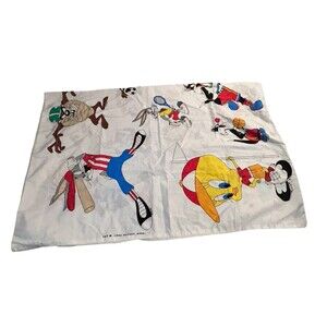 1994 Warner Bros Looney Tunes Sports Pillow Case Bugs Bunny Taz Tweety Bird